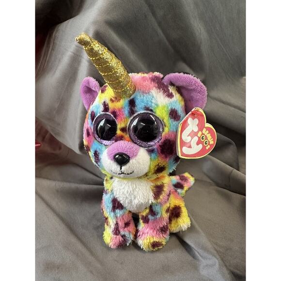 Ty Beanie Boos 6" Giselle the Leopard Unicorn 2021 Bean Bag Plush No Tag - Picture 8 of 9